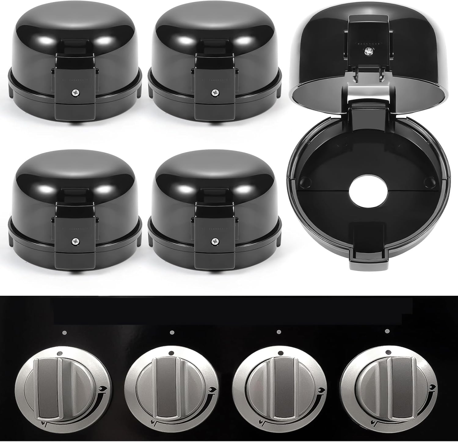 Esenharber Stove Knob Safety Covers front view black