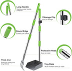Niubya long handle dog poop scooper tray and rake close up