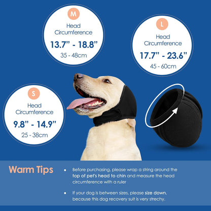 SUNFURA pet ear muffs being worn by a small dog during a loud thunderstorm