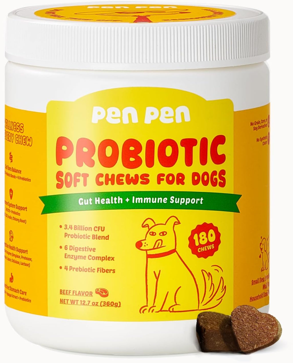 PENPEN Probiotics for Dogs, Dogs Probiotics for Digestive Health, Multi-Probiotic and Enzyme Blend Promote Gut Health & Immune Support, Eases Sensitive Stomachs (Beef Chews, 50ct) - Image 11