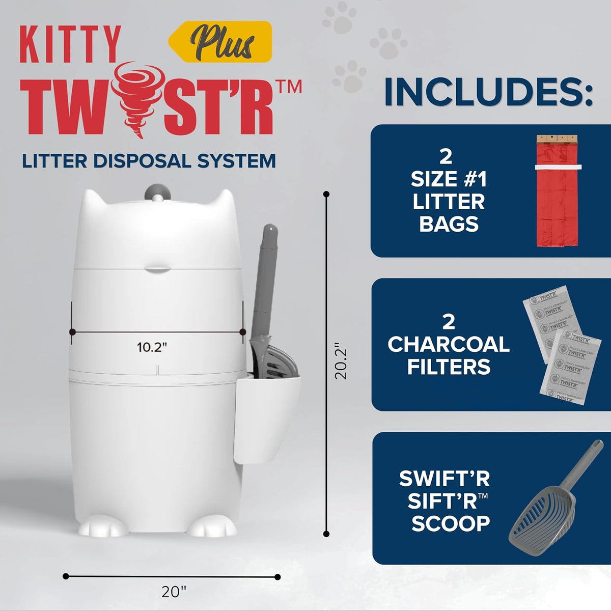 Red Rocket Kitty Twist R Plus system with scoop and charcoal sachets