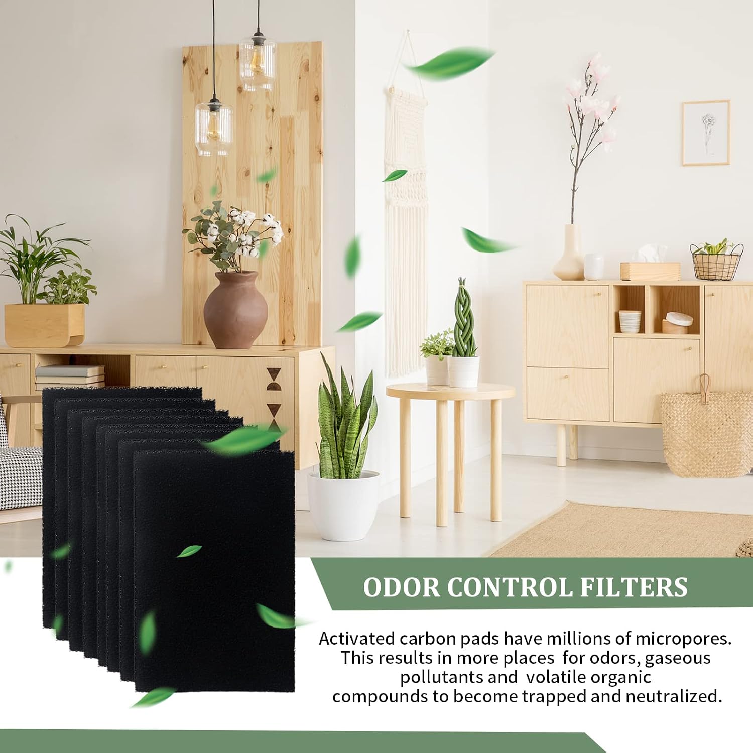 GZJoSum non-toxic replacement charcoal filters being positioned into a cat litter box hood ventilation slot.