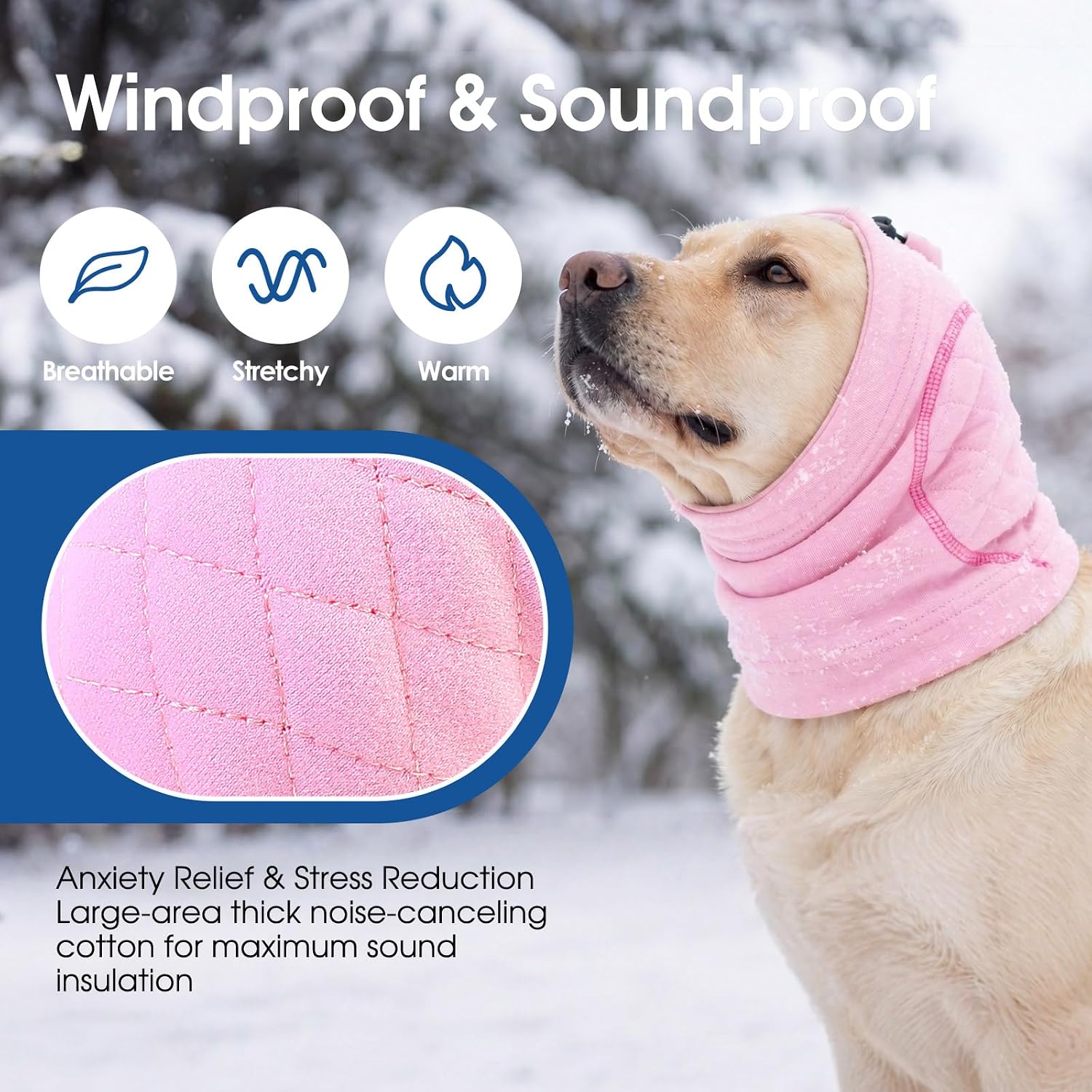 Sunfura dog calming hoodie showing the interior soundproof padding construction