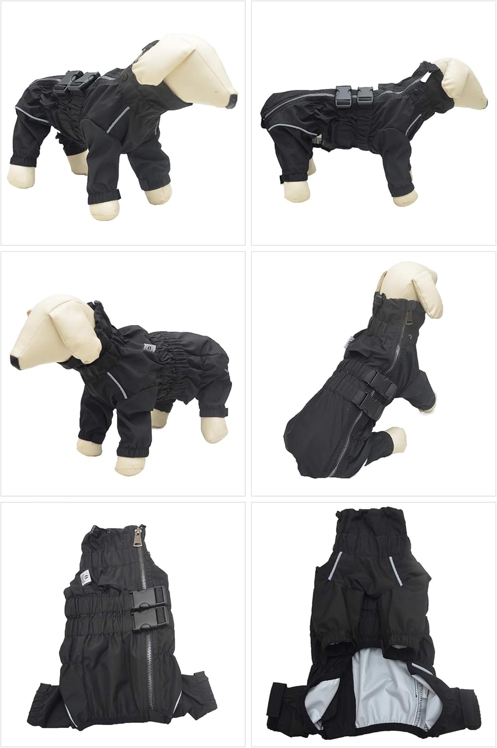 Lovelonglong four leg dog rain suit with reflective strips for night safety