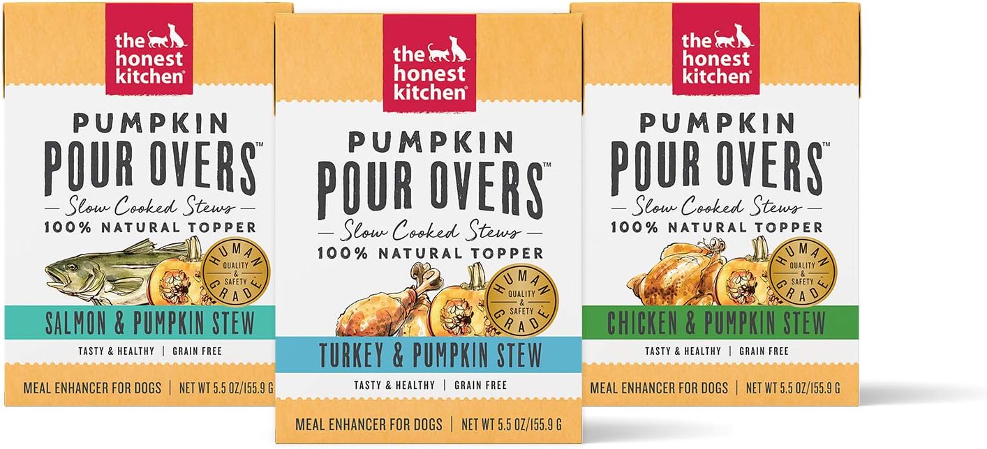 The Honest Kitchen Human Grade Pumpkin POUR OVERS Wet Toppers for Dogs (12 Pack), 5.5 oz - Salmon Stew - Image 11