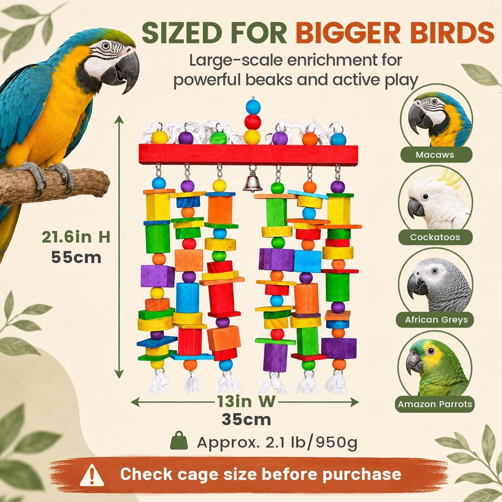 Zephyriel multicolored parrot toy with bell