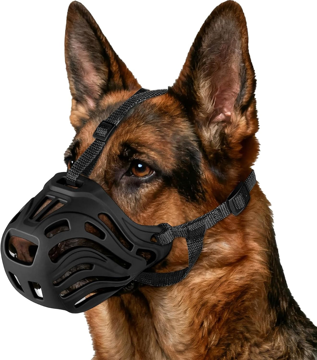 Qukcors soft breathable basket dog muzzle front view on dog
