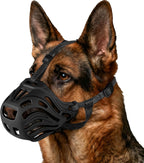 Qukcors soft breathable basket dog muzzle front view on dog