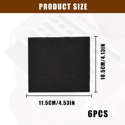 Six pack of black activated charcoal filter inserts for hooded pet trays.
