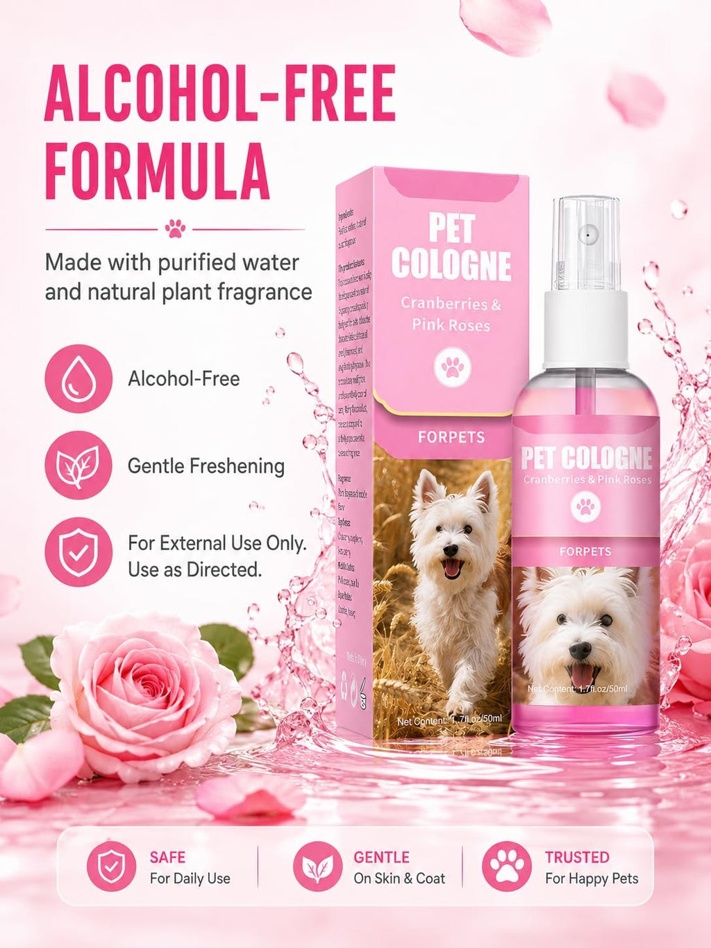 Premium cranberry and pink rose scented pet deodorizer
