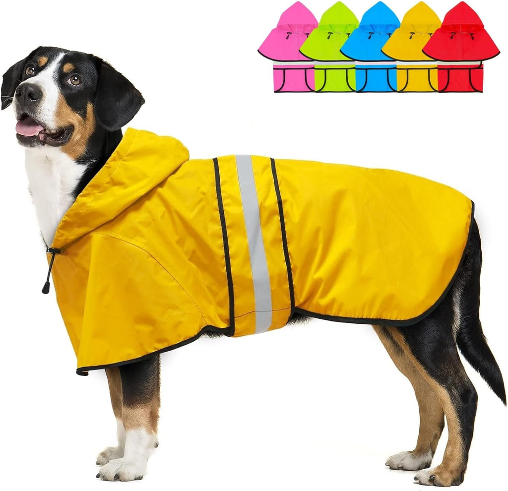 Fashion Hooded Dog Raincoat - Reflective Doggy Rain Jacket Lightweight Waterproof Dog Raincoats for Medium Dogs (Medium, Blue) - Image 14