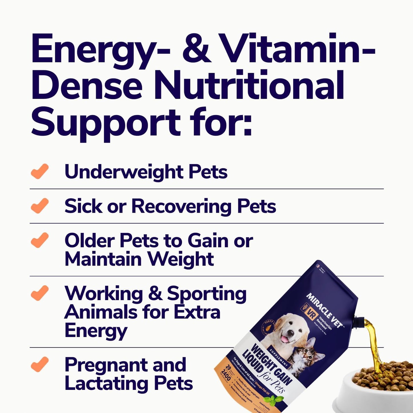 Miracle Vet supplement nutrition facts label detail