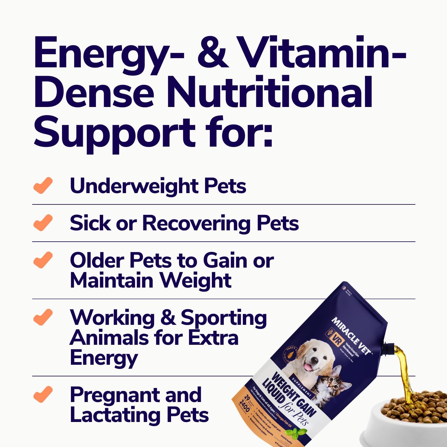 Miracle Vet supplement nutrition facts label detail