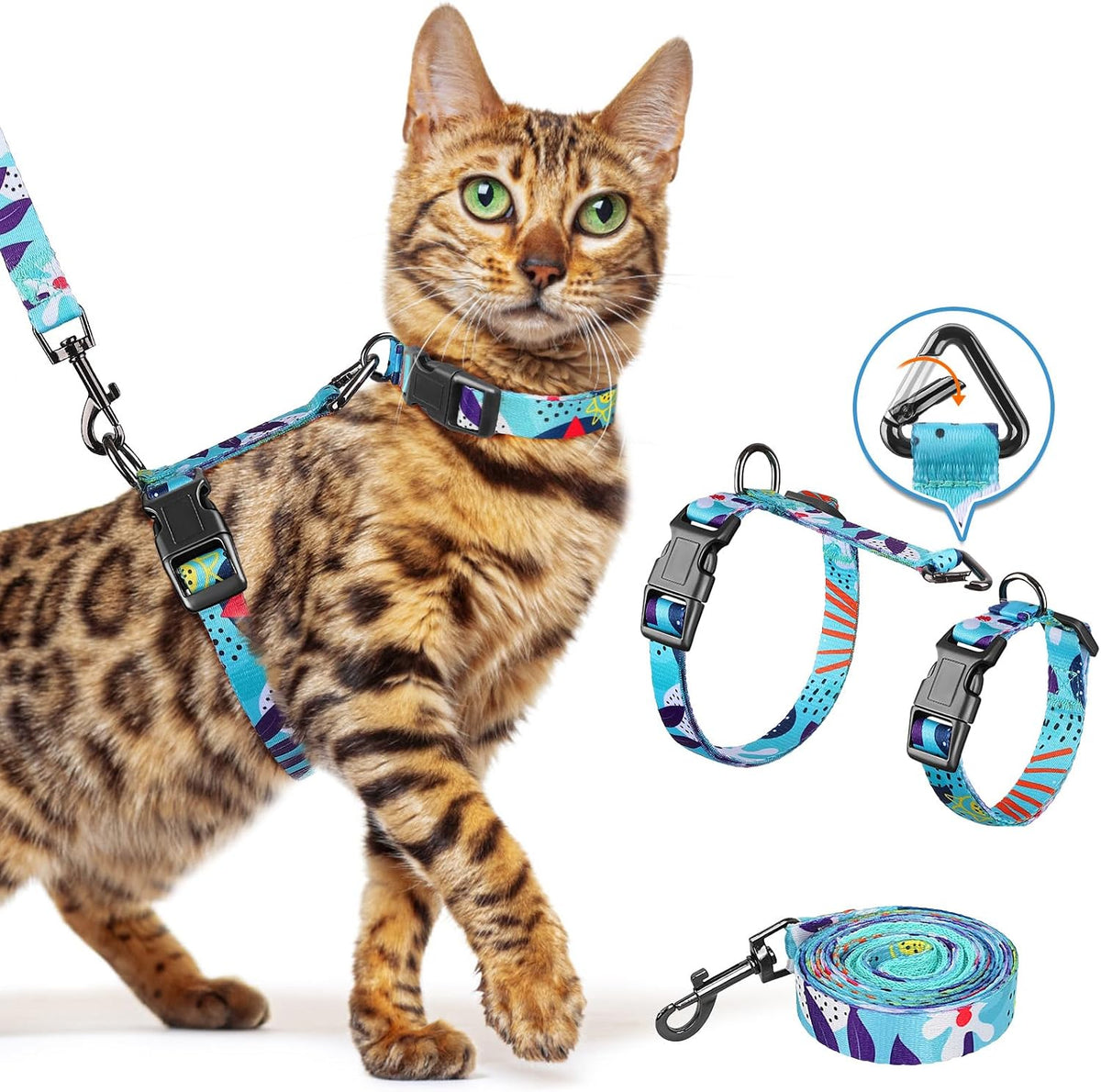 Halypet Cat Harness and Leash Set, 3-in-1 Adjustable & Lightweight, Escape-Proof, Comfortable Soft Kitten Harness for Large Cats, Safe, Easy to Wear, Outdoor Walking Travel - Image 12