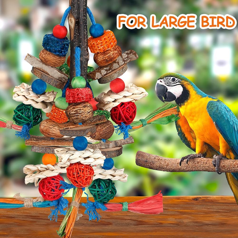 Multi-textured bird cage accessory with colorful safe beads