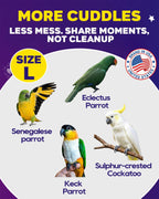 6 Pack Bird Diapers, Reusable Parrot Pigeon Pants, Leakproof Poop Control Suit for Cockatiel Conure Macaw Parakeet Budgie, Indoor Outdoor Nappy for Small Medium Birds (L) - Image 5
