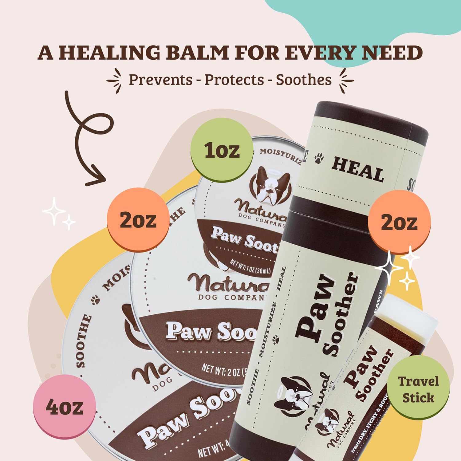 Imported USA dog paw conditioner packaging showing organic ingredients