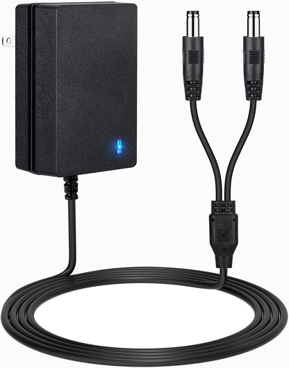 YEAOI e collar charger front view showing the power adapter and dual lead cable for dog training collar maintenance