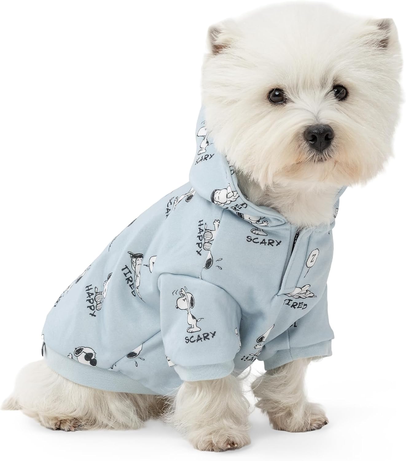 Berkshire Blanket Peanuts Snoopy Dog Hoodie front view showcasing the classic murky blue color and graphic design.