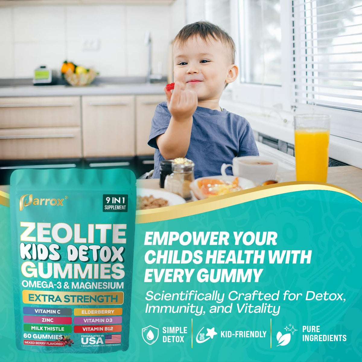 Parrox kids multi nutrient gummies lifestyle product shot
