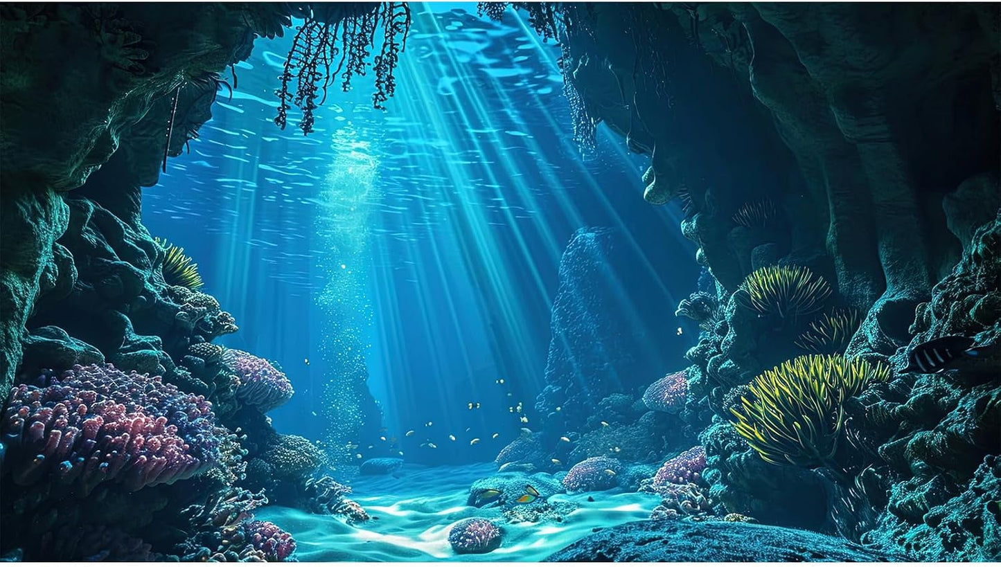 Riivvdise durable and reusable lightweight vinyl aquarium background roll view.
