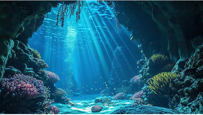 Riivvdise durable and reusable lightweight vinyl aquarium background roll view.