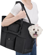 SlowTon Dog Purse Carrier - Portable Dog Carrier with Pockets & Safety Leash for Small Dogs Under 12 lbs, Breathable Pet Tote Bag for Cat Rabbit Outing, Travel, Vet (Black) - Image 9