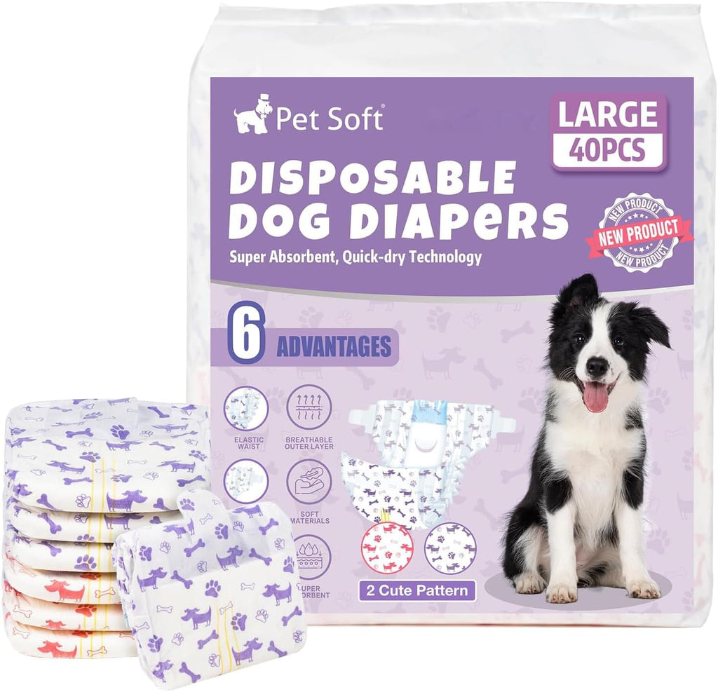Pet Soft Female Dog Diapers - Disposable Doggie Diapers with Wetness Indicator, Puppy & Cat Diaper Super Absorbent, Fit for Female Dog in Heat or Incontinence, 40pcs (XXS, Mixed) - Image 11