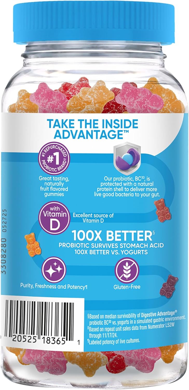 Digestive Advantage Daily Probiotic, Natural Fruit Flavor - 80ct Gummies - Image 13