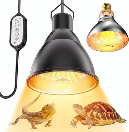 DTZY 7 inch deep dome reptile light fixture front view showing black dome finish