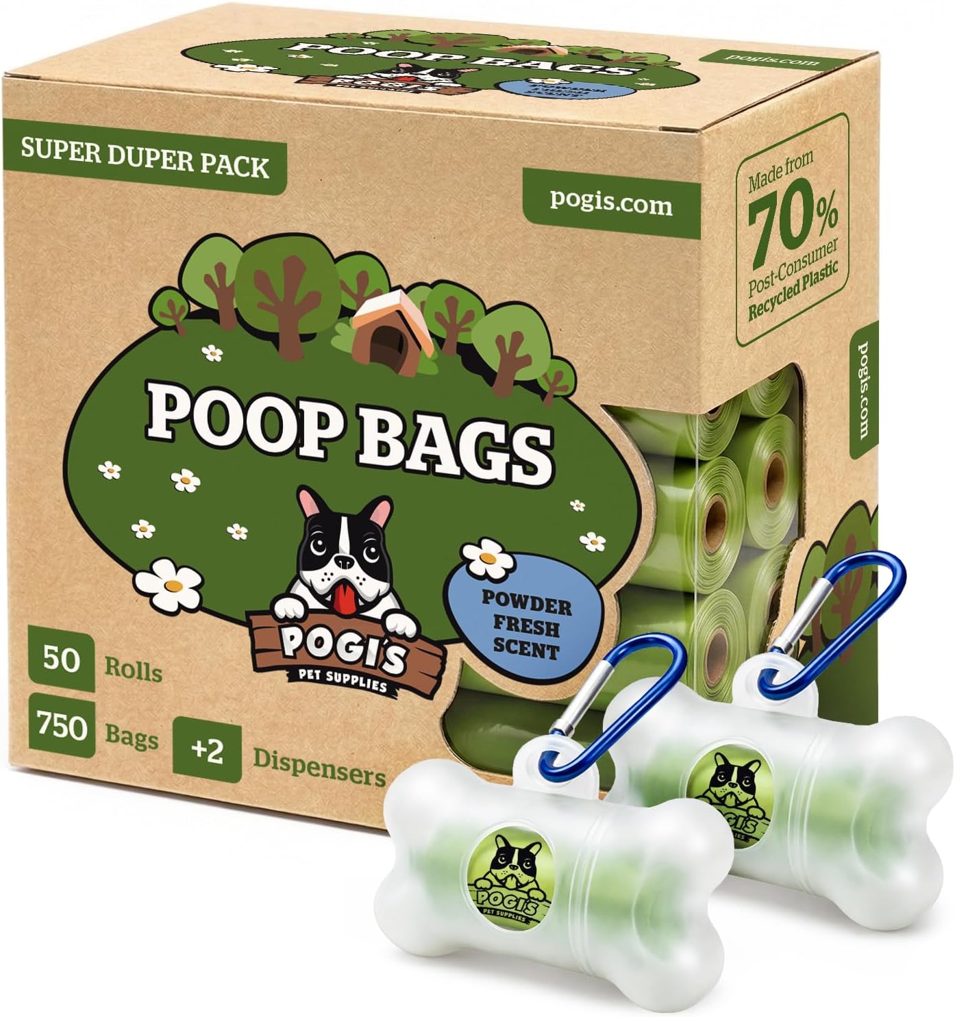 Heavy duty dog bag dispenser with hook and loop fastener for secure walking attachment