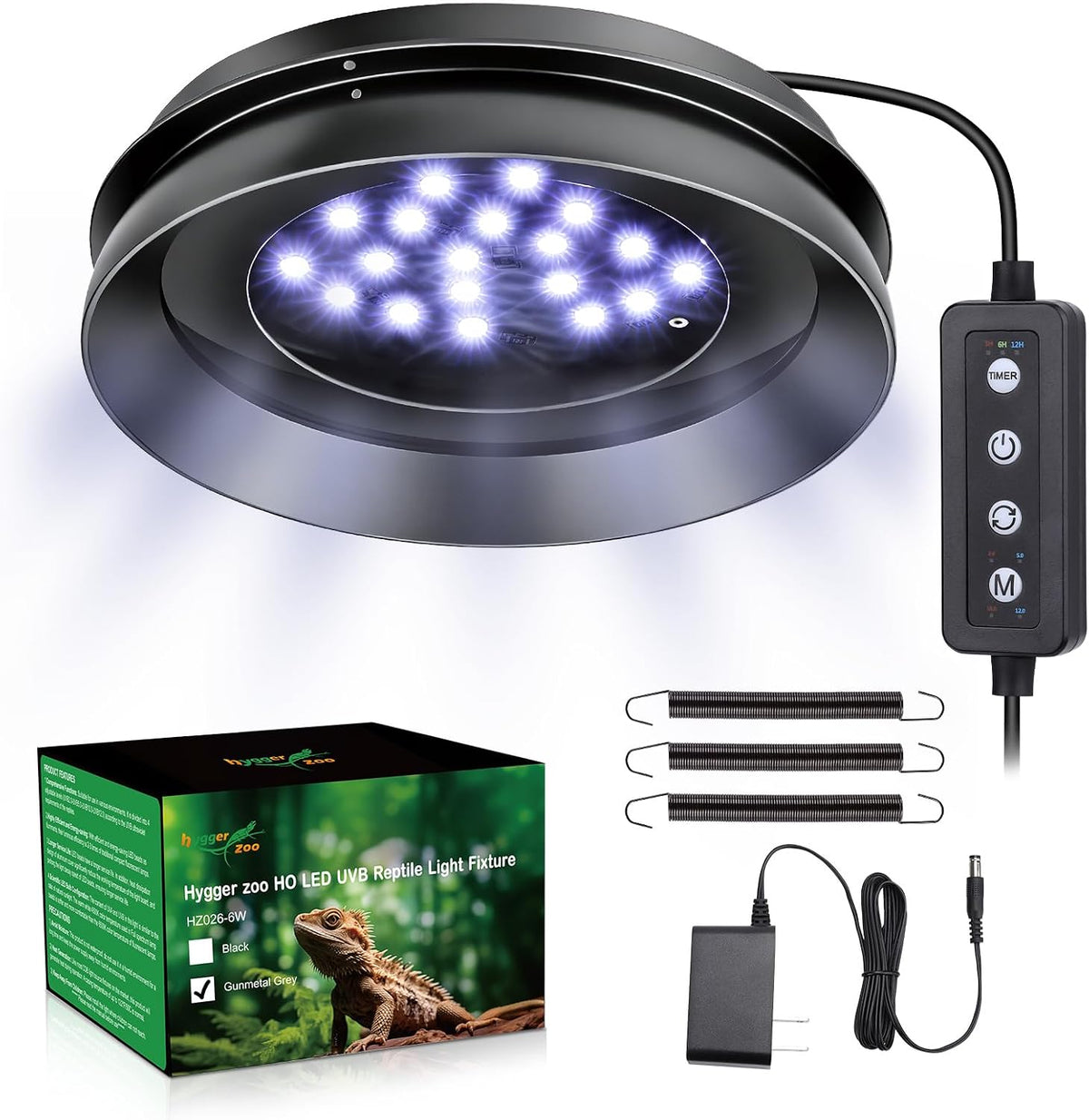 UVB Light for Reptiles with Dimming, LED UVB Light Bulb Fixture for Bearded Dragon Gecko Lizard Turtle Snake, Adjustable Brightness UVA UVB Lamp for Tropical & Desert Reptile Tank Accessories 8W Black - Image 9