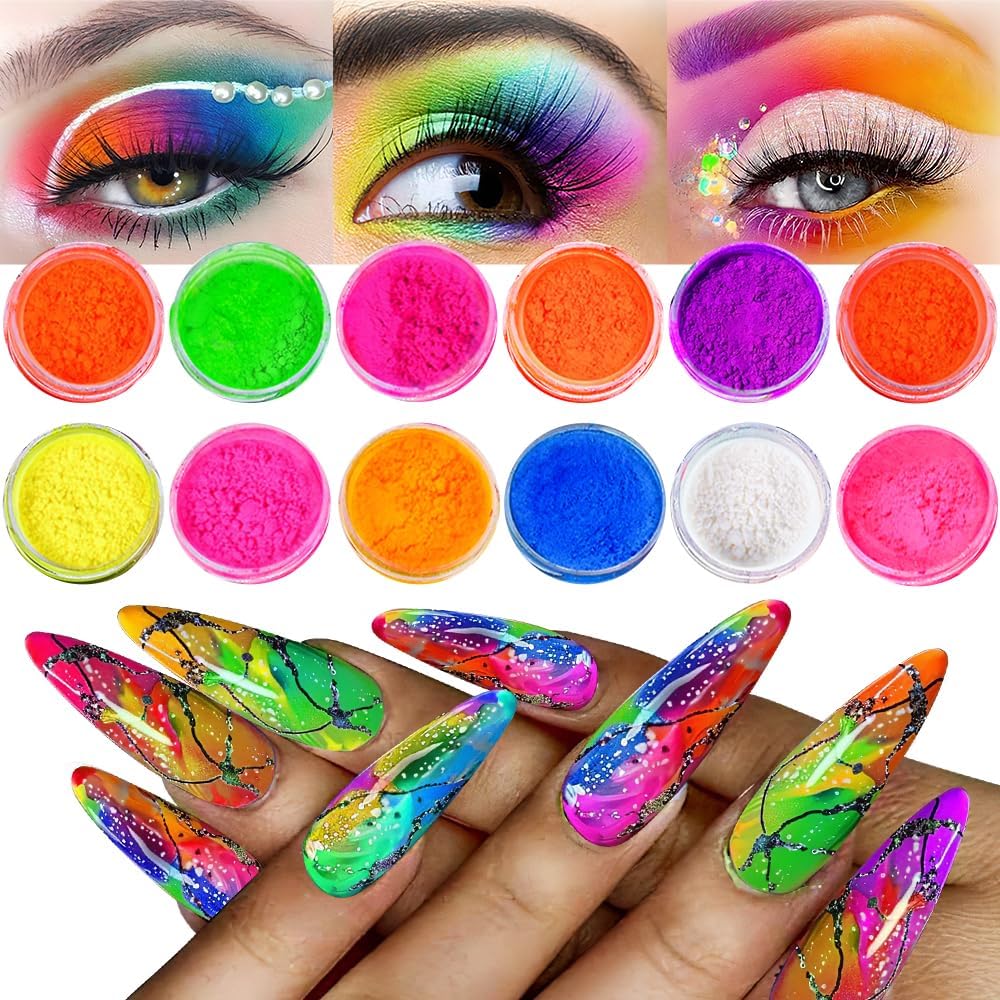 Dudustrong Neno Fluorescent Pigment Powder 12 Color Set front view