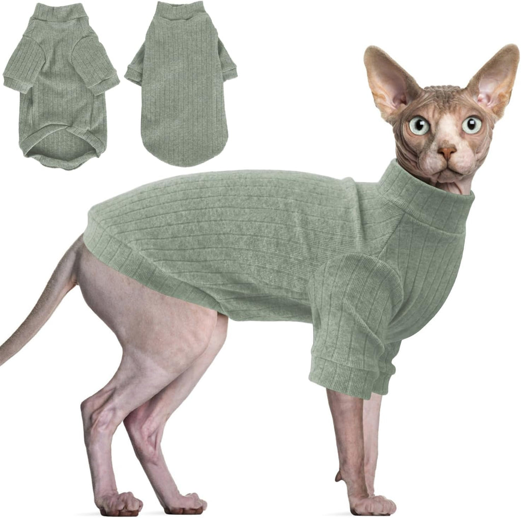 Idepet Sphynx Hairless Cats Sweater Shirt Kitten Soft Puppy Clothes Pullover Cute Cat Pajamas Jumpsuit Cotton Apparel Pet Winter Turtleneck for Cats and Teacup Chihuahua Small Dogs(Pink,XS) - Image 9
