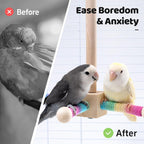 Jons Nty bird toy set hanging inside aviary