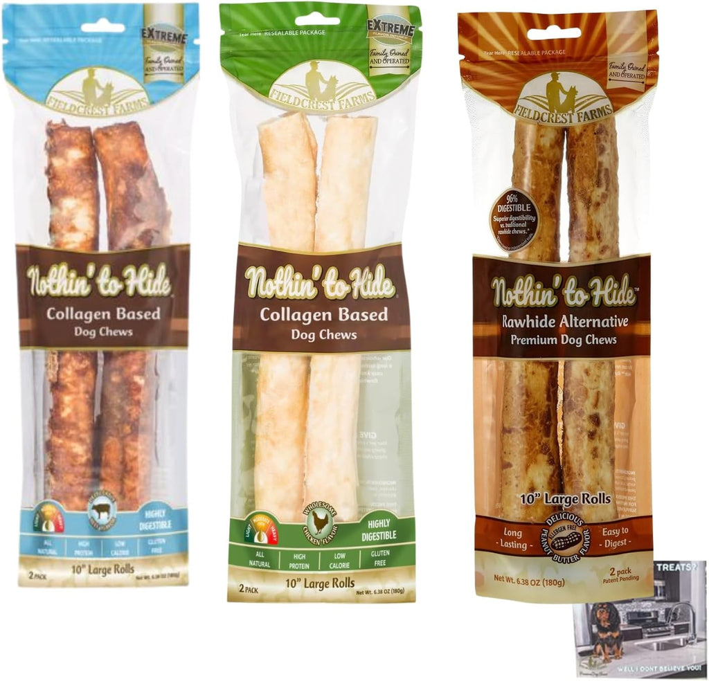 Fieldcrest Farms Nothing to Hide Natural Rawhide Alternative Rolls for Dogs - 3 Pack Bundle (Chicken, Beef, Peanut Butter) Premium Grade Easily Digestible Chews for Moderate Chewers up to 35 lbs - Image 9