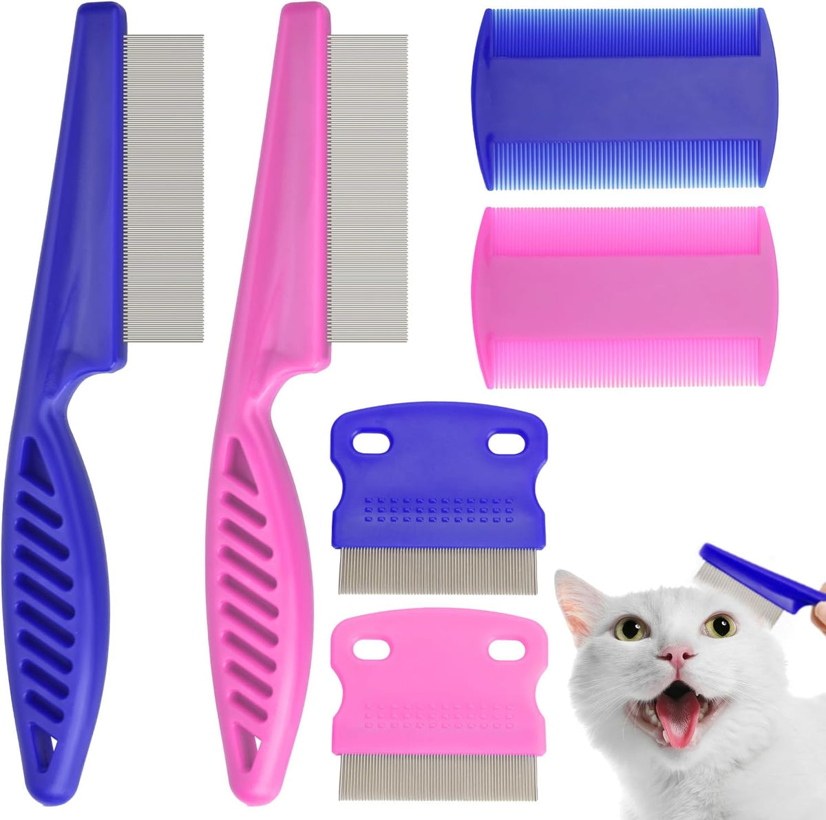 Flea Comb for Cats Dogs, 6 Pack Pet Lice Comb Set Pet Grooming Pets for Small, Medium & Large PetsPink - Image 11