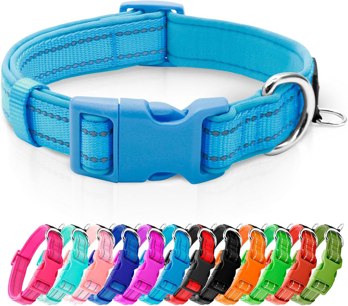 azuza Reflective Dog Collar,Soft Neoprene Padded Pet Collar with ID Tag Ring,Adjustable for Small Dogs,Hot Pink,S - Image 13