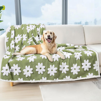 Luciphia Waterproof Pet Blanket for Medium Large Dogs Washable Fluffy Thick Jacquard Shag Fleece Warm Sherpa 3D Textured Flower Print for Cats Puppy Couch Protection (Blue,40x28 inches) - Image 10