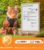 Lightweight walking harness for cats featuring secure neck buckle snap.