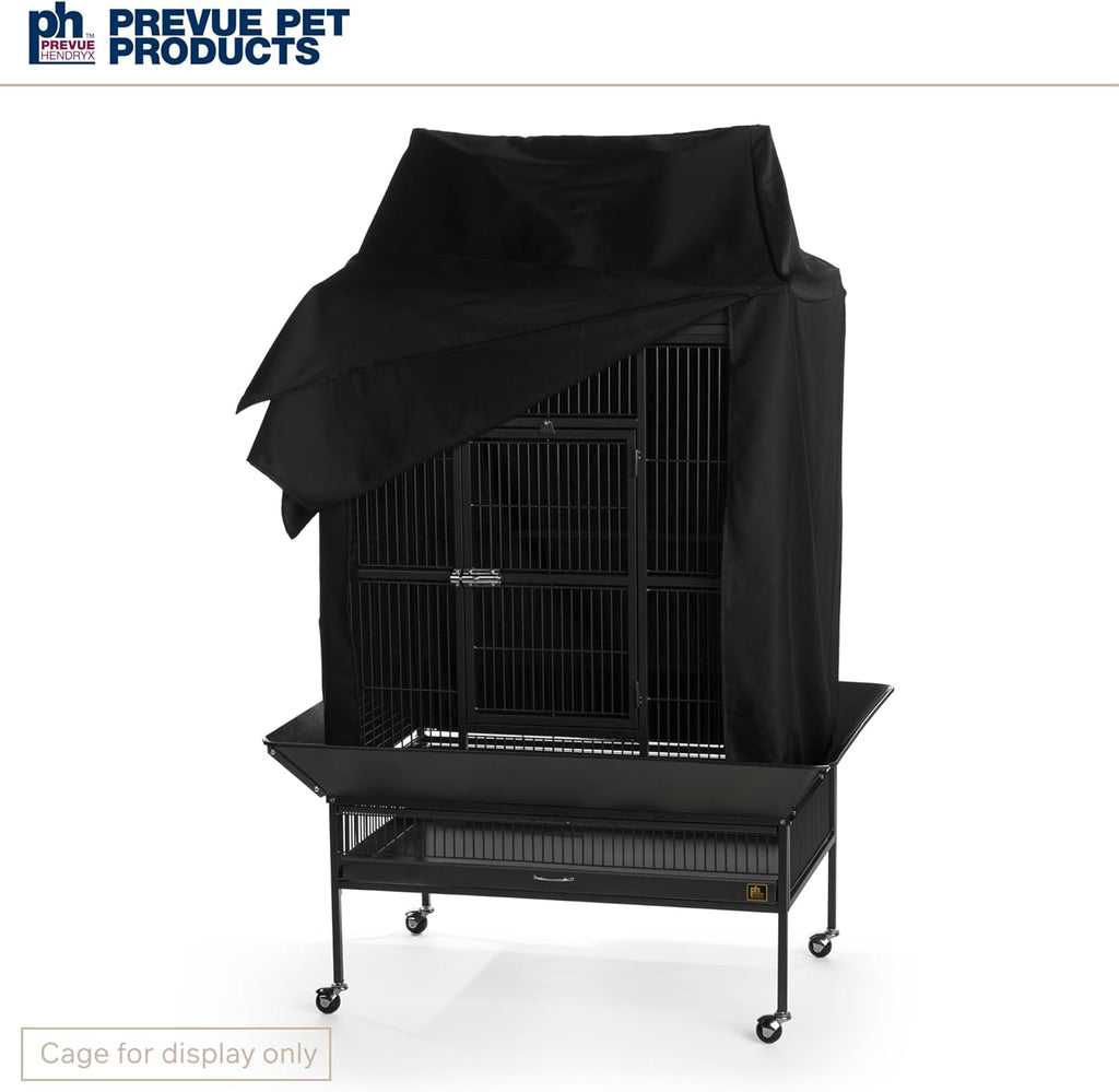 Prevue cage cover with front flap open for ventilation