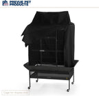 Prevue cage cover with front flap open for ventilation