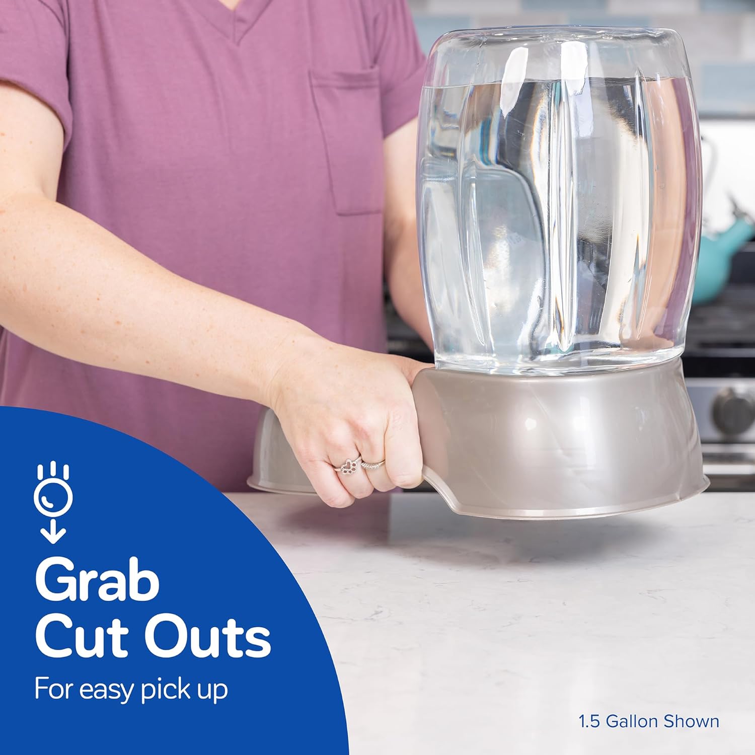 Eco friendly BPA free plastic pet water dispenser reservoir close up.
