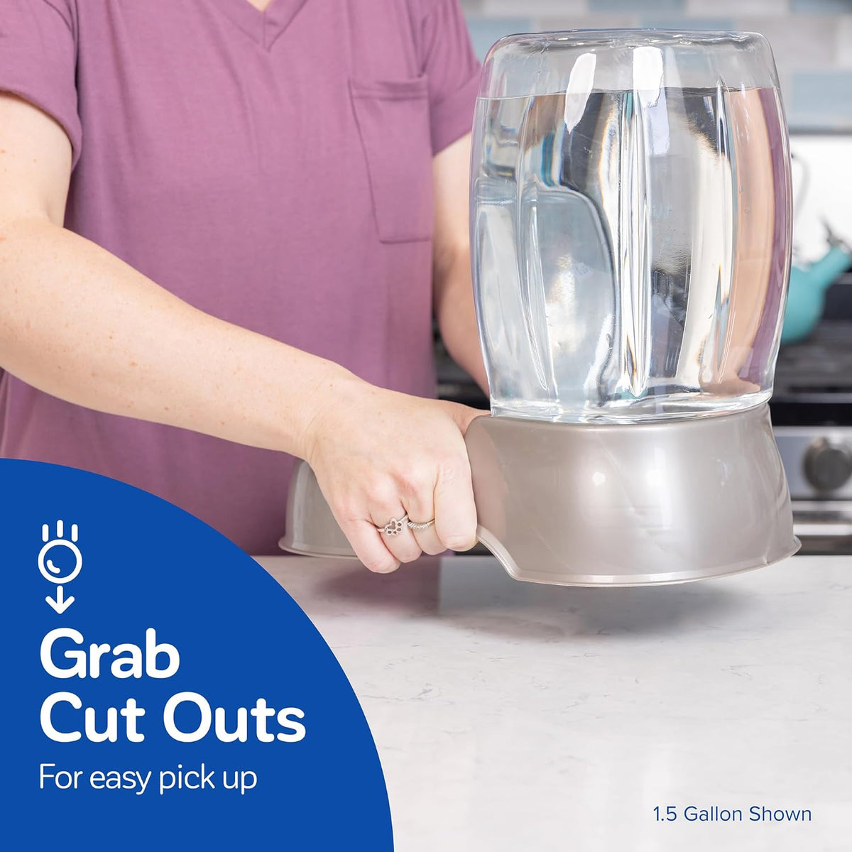 Eco friendly BPA free plastic pet water dispenser reservoir close up.