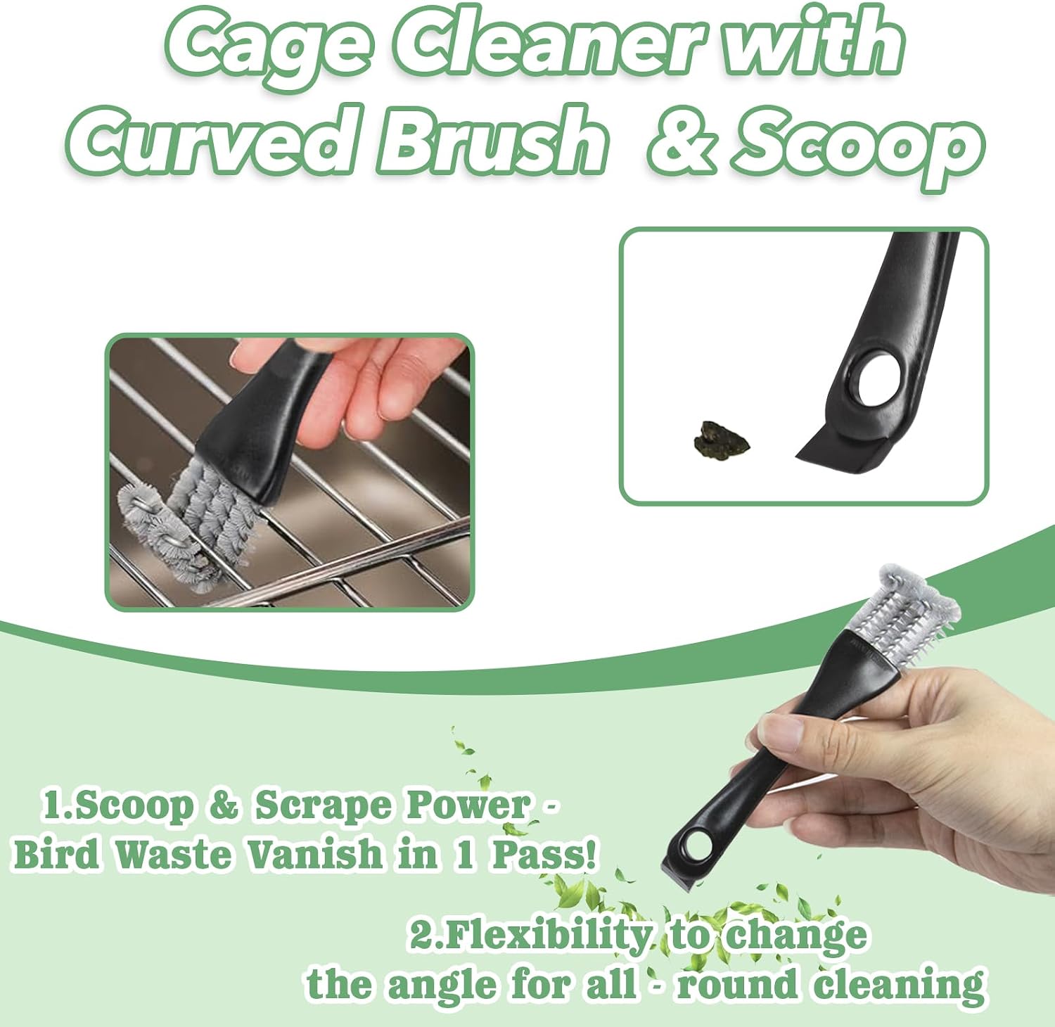 Reinforced nylon bristles on cage cleaning brush