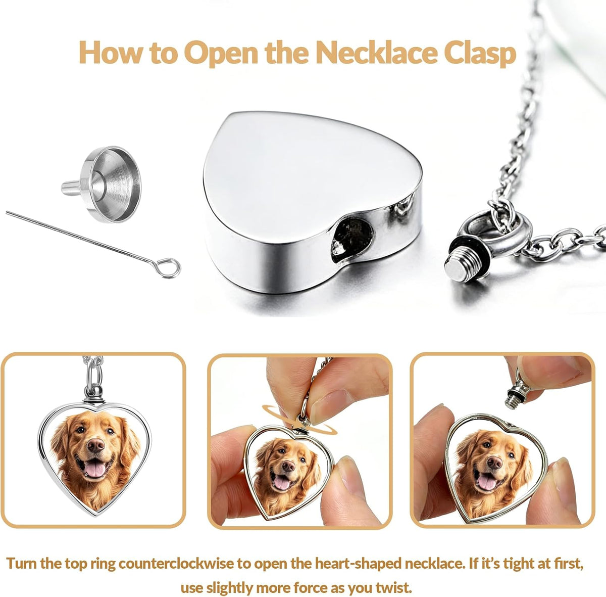 QYH customized dog memorial urn necklace with laser engraved text option.