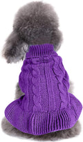 CHBORCHICEN small dog sweater front view displaying the classic purple cable knit pattern