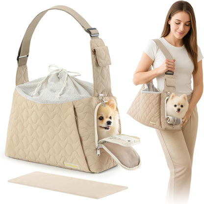 JourCraf Dog Carrier Sling for Small Dogs, Front Cat Sling & Cats Up to 15 lbs, Dog Purse with Adjustable Strap Front Zipper Pocket, Double Safety Feature, Hands Free for Travel - Image 9