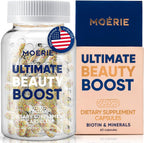 Moerie Ultimate Hair Boost Supplement front view bottle and box packaging