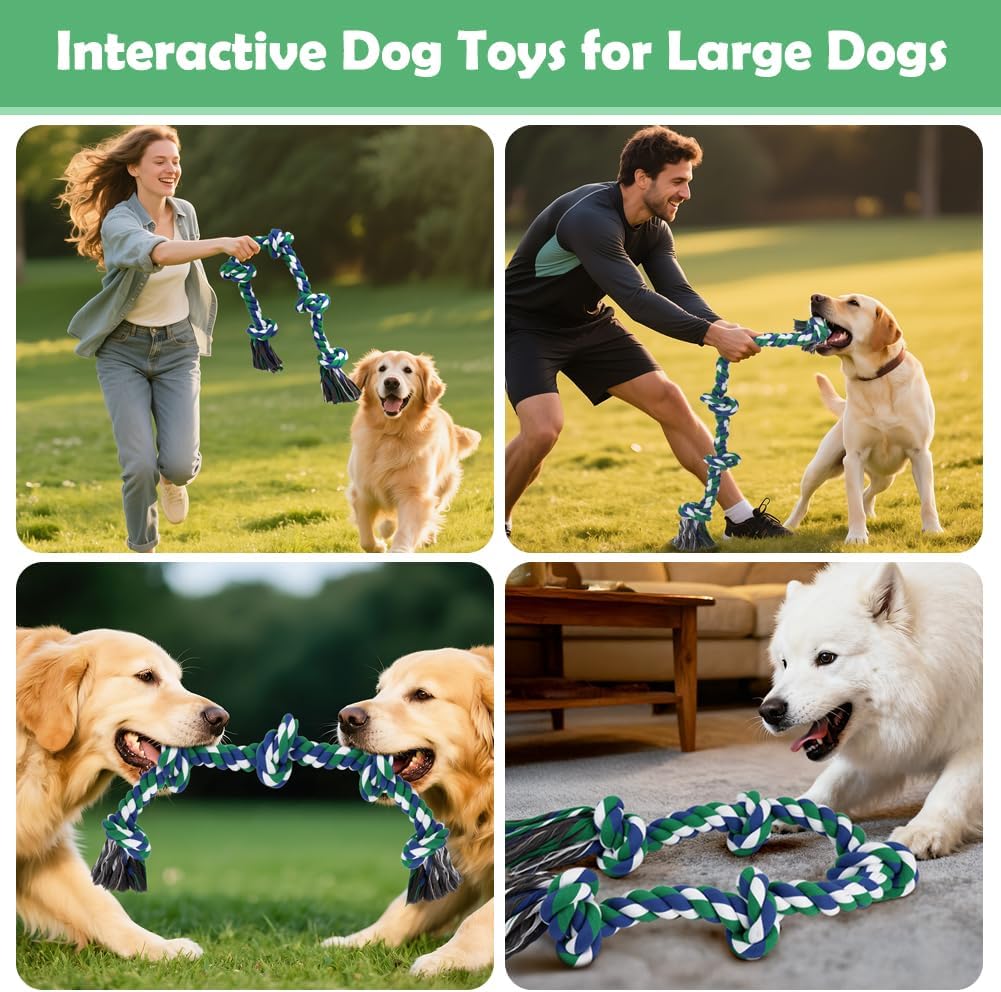 SZEE tough pet rope toy packaging detailing the product features for aggressive chewers.